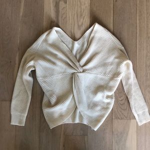 White twist front sweater